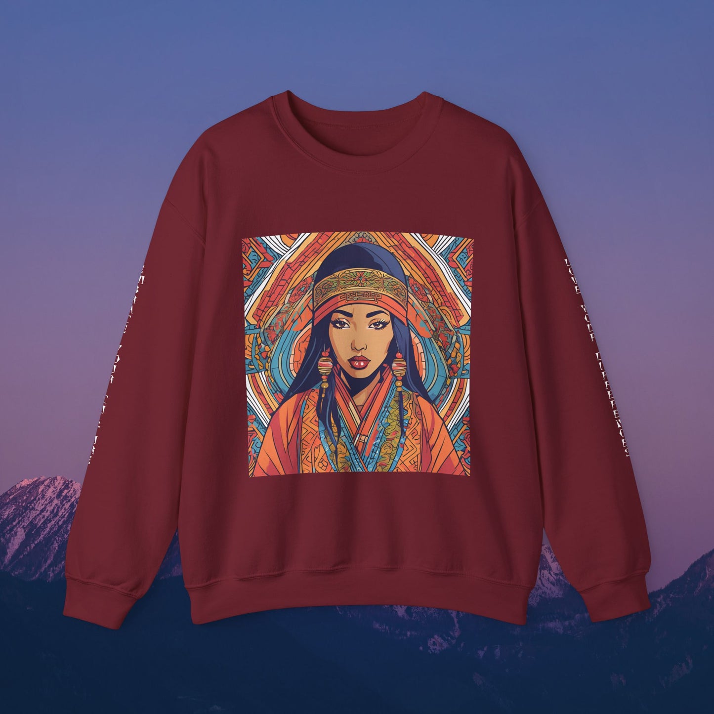 Illustration Of A Woman In Traditional Clothing Heavy Blend™ Sweatshirt