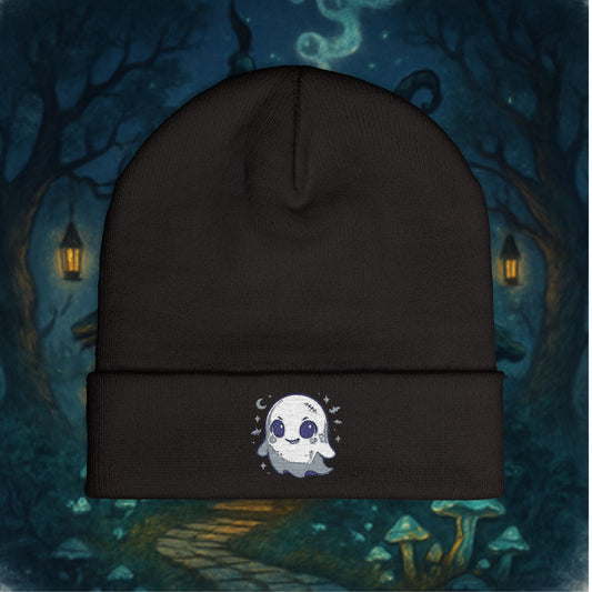 Adorable Ghost Embroidered Halloween Knit Beanie