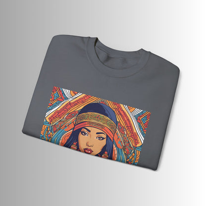 Illustration Of A Woman In Traditional Clothing Heavy Blend™ Sweatshirt
