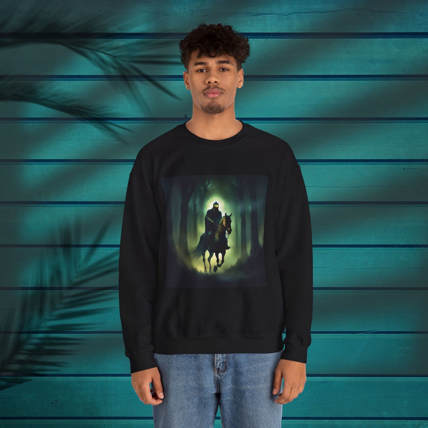 Mysterious Rider Sweatshirt - Cozy Unisex Crewneck, Perfect for Fall Nights, Halloween, Costume Parties, Eerie Vibes, Gift Idea