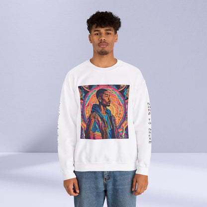 Tribe Of Dreams Standing In Front Of An Ornate Patterned Background Crewneck Sweatshirt