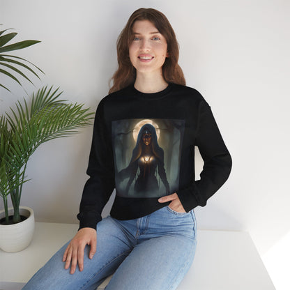 Mystical Woman Crewneck Sweatshirt | Cozy Fall Apparel, Halloween Fashion, Unique Gift for Her, Casual Everyday Wear, Spooky Style
