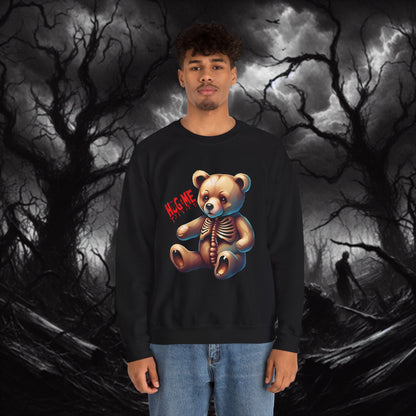 Spooky Skeleton Teddy Sweatshirt, Halloween Apparel, Cozy Crewneck, Fall Fashion, Unisex Sweatshirt