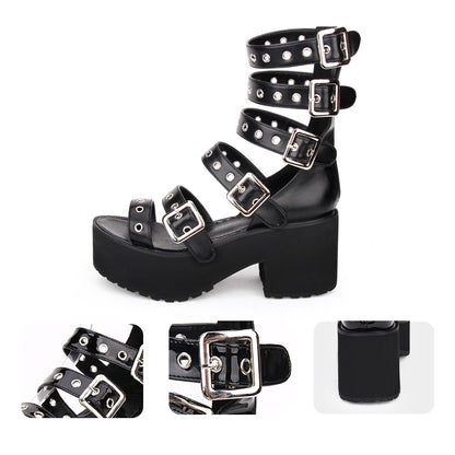 Punk Platform Sandals With High Heels