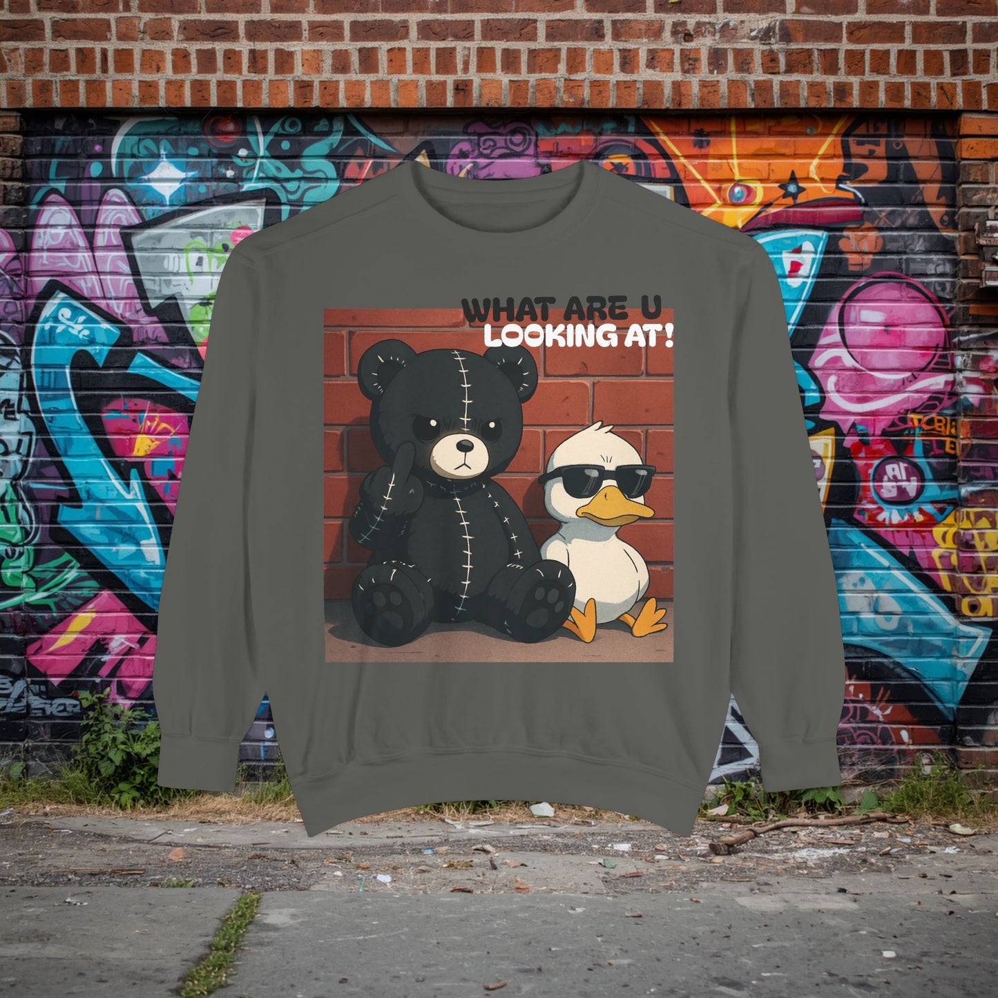 Savage Teddy & Chill Duck Crewneck – Funny Graphic Sweatshirt