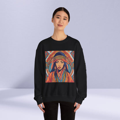 Illustration Of A Woman In Traditional Clothing Heavy Blend™ Sweatshirt