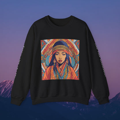 Illustration Of A Woman In Traditional Clothing Heavy Blend™ Sweatshirt