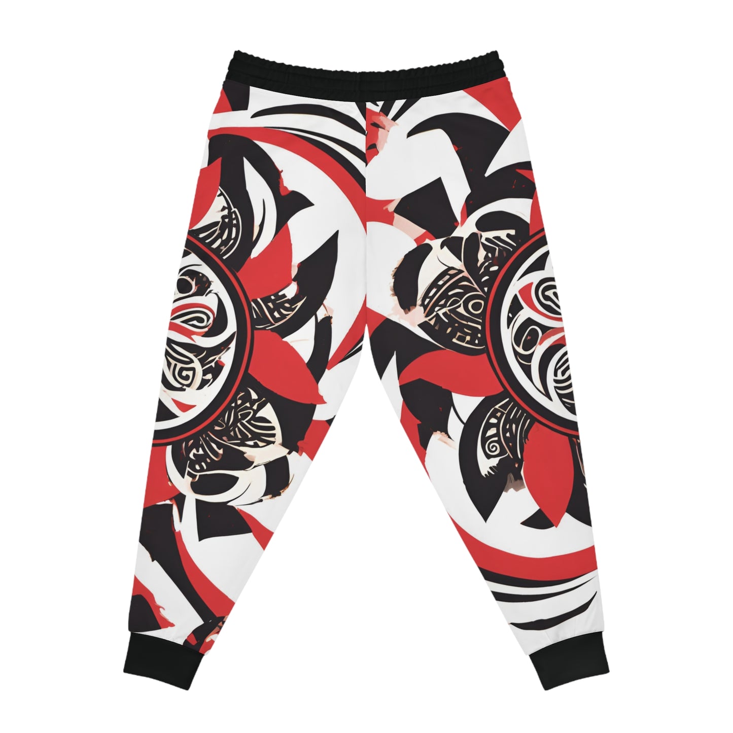 Red, Black And White Design With Tribal Patterns Sweatpants