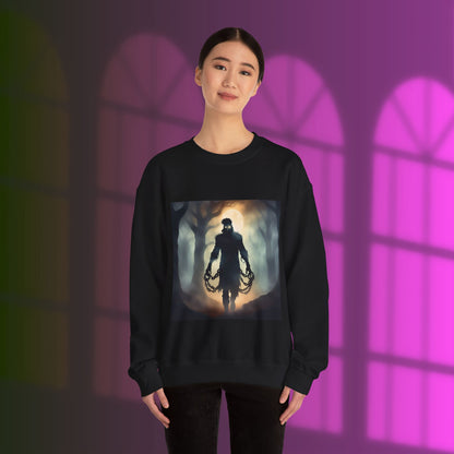 Eerie Night Long Sleeve Shirt with Spooky Design, Unisex Sweatshirt for Halloween, Gift for Horror Lovers, Cozy Crewneck for Fall, Unique Graphic Sweatshirt