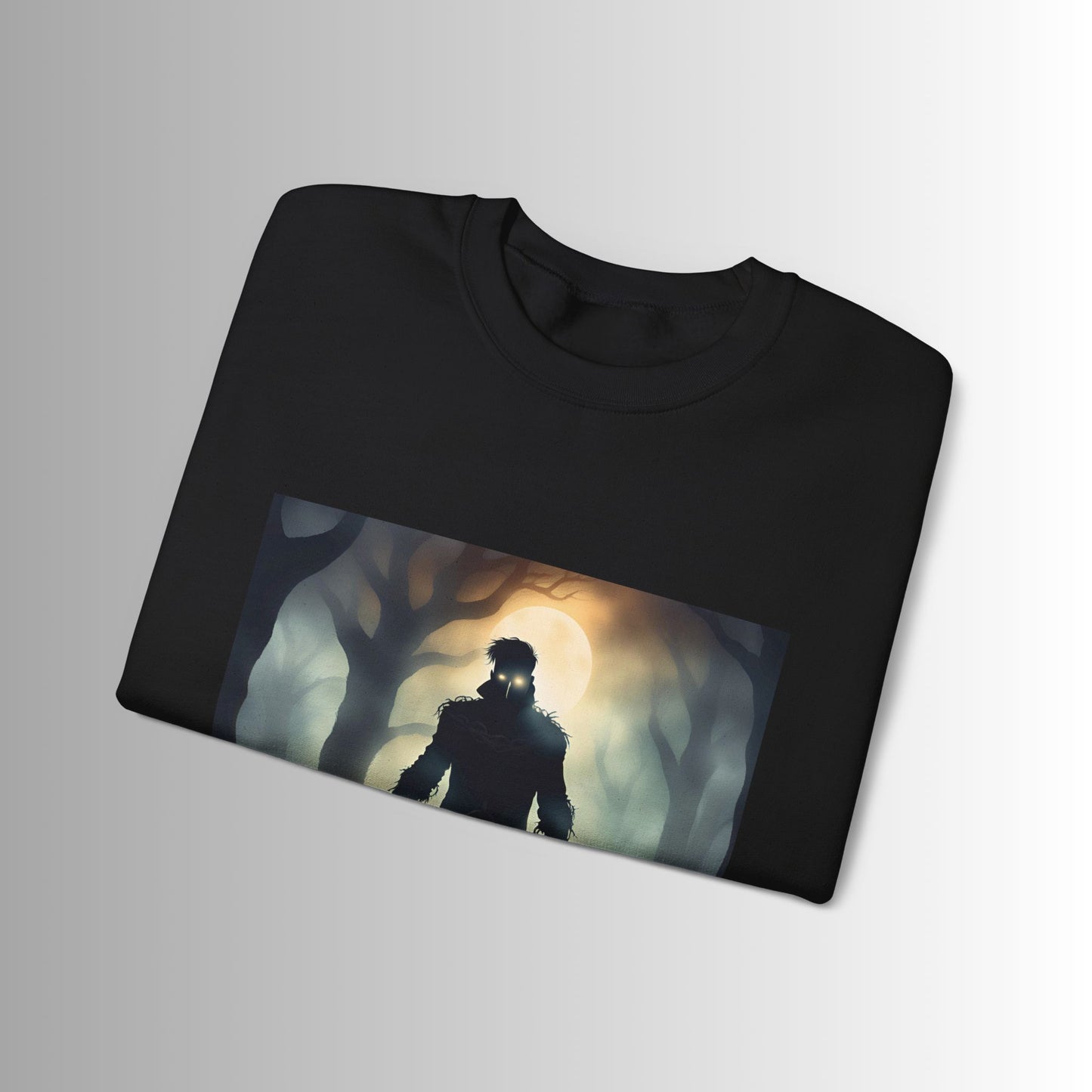 Eerie Night Long Sleeve Shirt with Spooky Design, Unisex Sweatshirt for Halloween, Gift for Horror Lovers, Cozy Crewneck for Fall, Unique Graphic Sweatshirt