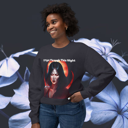 Gothic Inspiration Crewneck Sweatshirt - I'll Fight Through This Night, Unisex Sweater, Dark Fashion Apparel, Alternative Style [...]