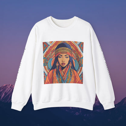 Illustration Of A Woman In Traditional Clothing Heavy Blend™ Sweatshirt