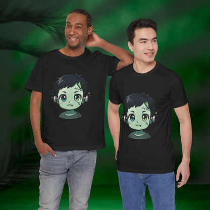 Cute Frankenstein Graphic Tee for Kids, Fun Halloween Shirt, Unisex Comic Style T-Shirt, Perfect for Parties, Costume Events