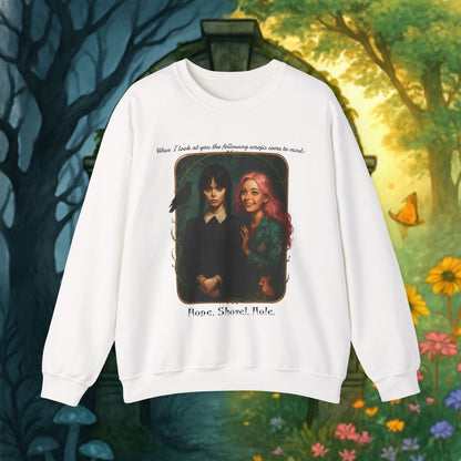 Wednesday and Enid Whimsical Crewneck Sweatshirt - Halloween Goth Lovers Vintage Art Sweattop