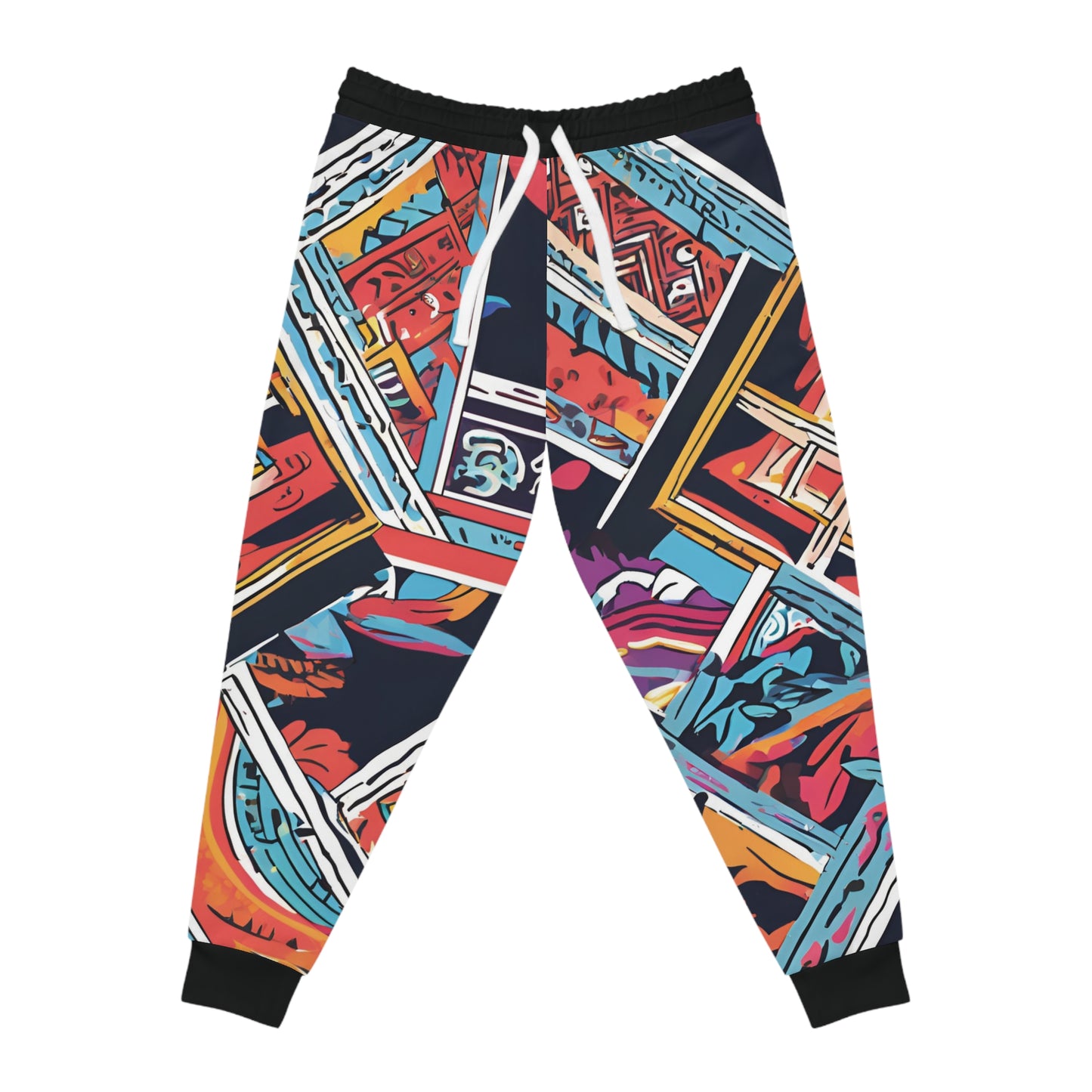 Seamless Pattern With Tribal Elements On A Black Canvas Joggers