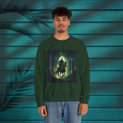 Mysterious Rider Sweatshirt - Cozy Unisex Crewneck, Perfect for Fall Nights, Halloween, Costume Parties, Eerie Vibes, Gift Idea