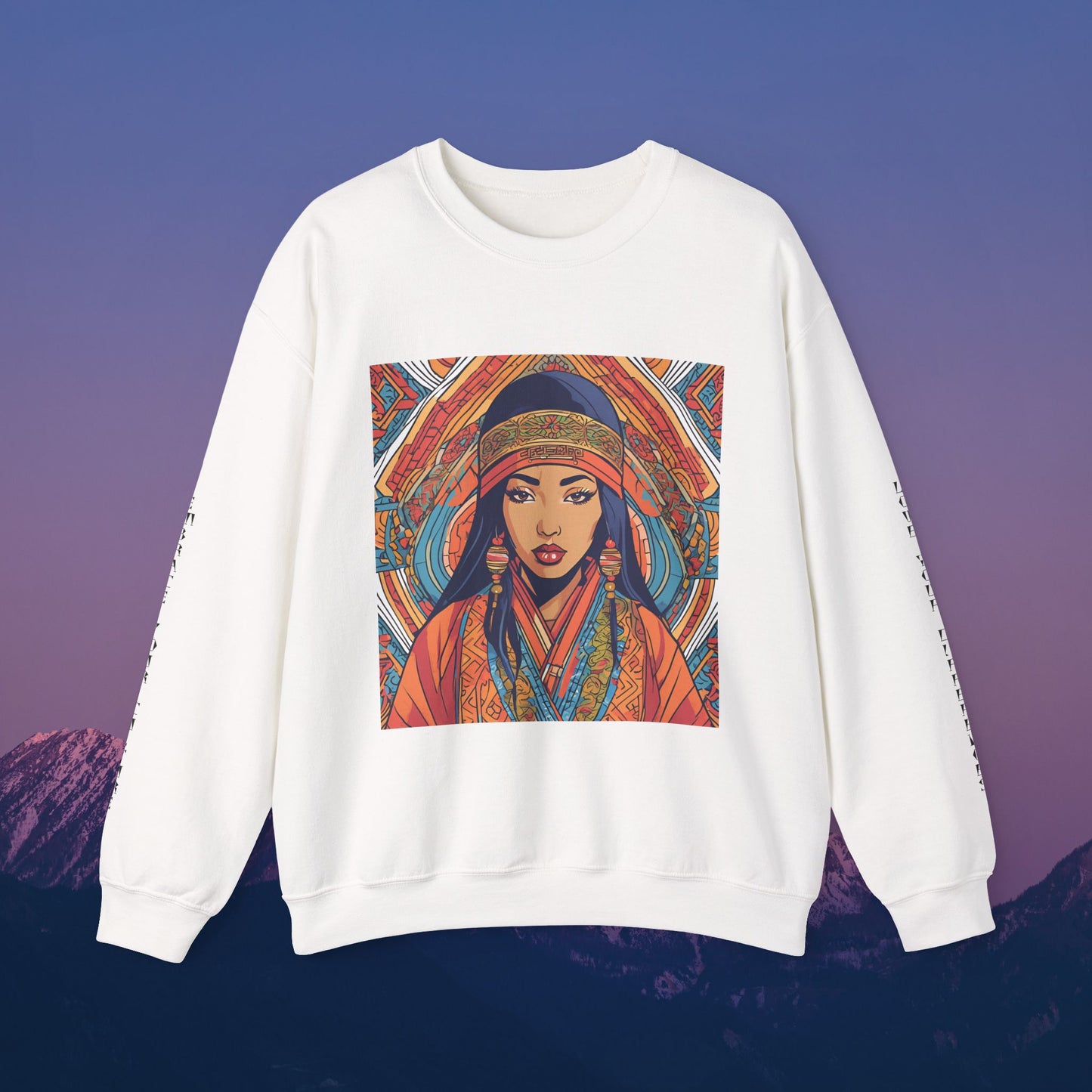 Illustration Of A Woman In Traditional Clothing Heavy Blend™ Sweatshirt