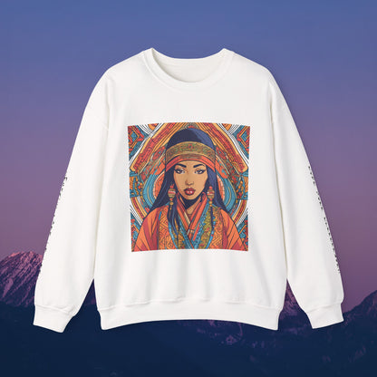 Illustration Of A Woman In Traditional Clothing Heavy Blend™ Sweatshirt