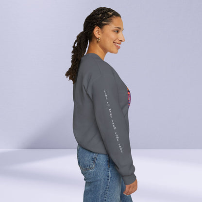 Tribe Of Dreams Standing In Front Of An Ornate Patterned Background Crewneck Sweatshirt