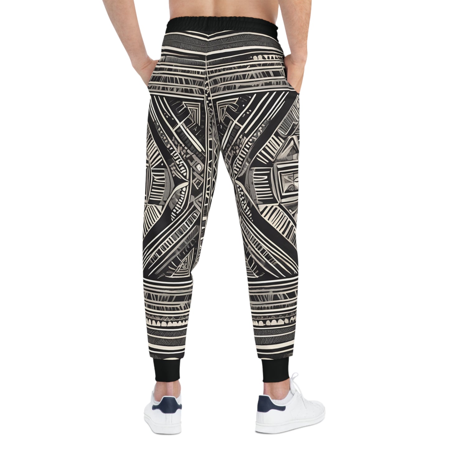 Black, Cream And White Drawing Of An Ornate Design Sweatpants